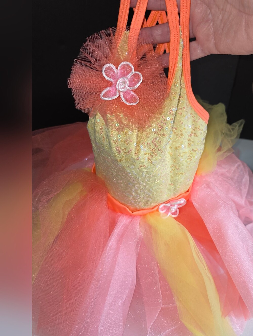 Revolution Here Comes The Sun Sequin Tulle Dance Costume Pink Yellow Orange XSC